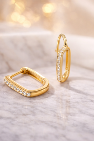 Elegant gold hoop earrings with diamonds