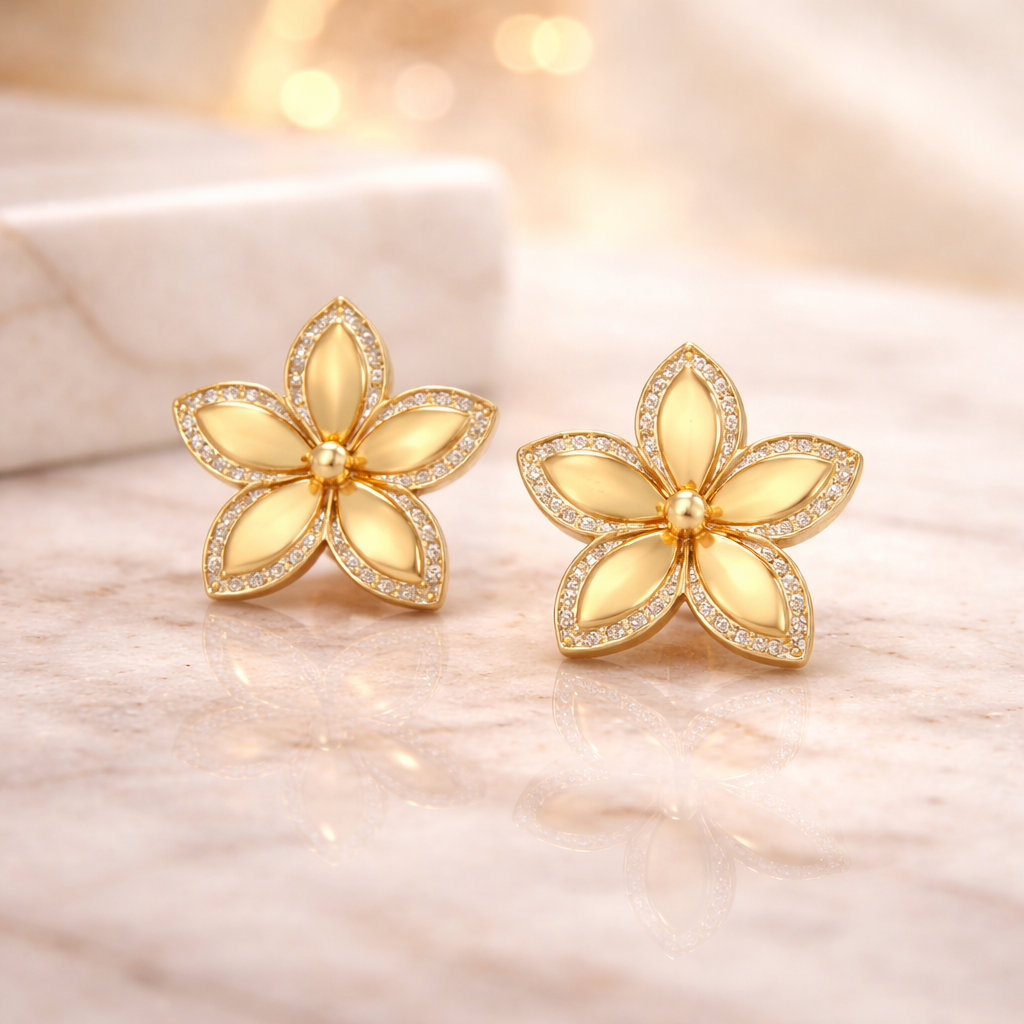 Golden Floral Elegance Earrings